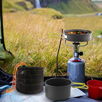 Juego de utensilios de cocina para acampar para 2 personas, equipo de camping, utensilios de fogata, antiadherentes, ligeros, apilables, ollas y tazones, bolsa de almacenamiento - details 8