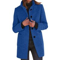 Chaqueta De Lana Para Mujer Con Bolsillos Cuello Lapel Larga Casual Invierno Abrigo Elegante De Color Sólido Talla plus - details 3