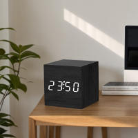 Reloj De Alarma Digital De Madera Con Temperatura Y Control De Voz Reloj De Mesa LED Adorno Artístico Para Decoración De Oficina Y Habitación - details 7