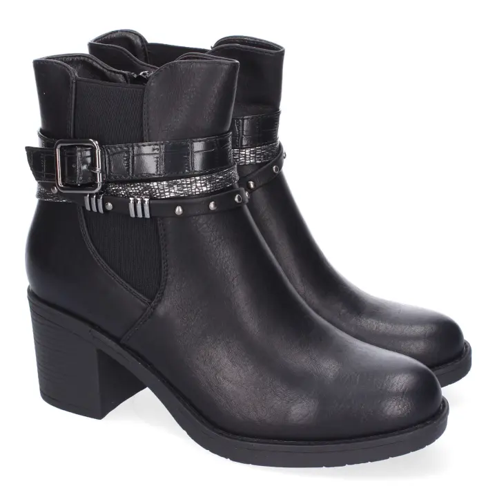 PuntoSalao Botines de tacón medio elegantes para mujer color negro C738 - 1