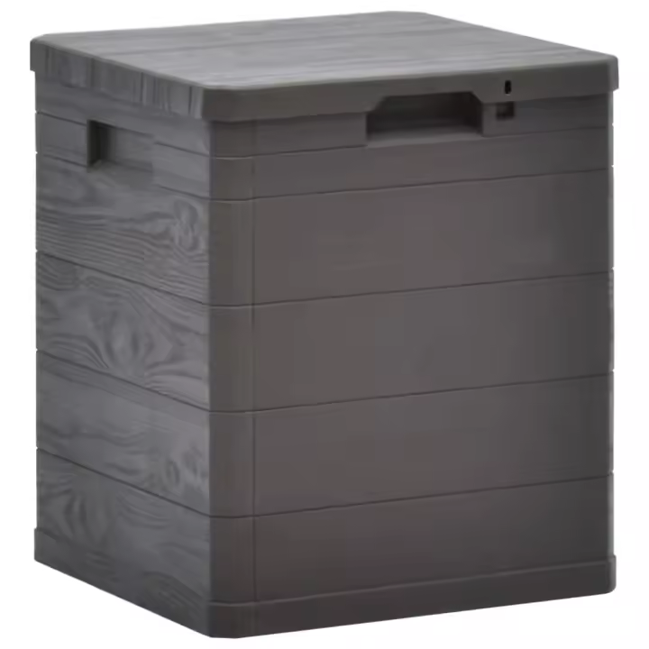 vidaXL Caja de almacenamiento de jardín 90 L en color Marrón/Antracita/Gris claro - 1