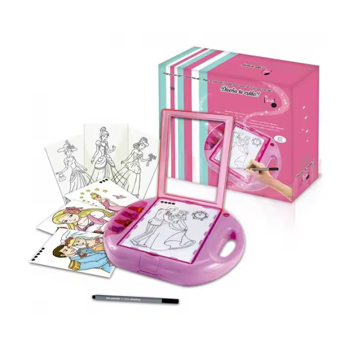 Proyector de Dibujo Moda con Luz Rosa - Incluye Plantillas de Princesas Disney - 1