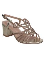 POLKA | Sandalias de tacón Polka para Mujer – Sandalias de Evento Color Dorado– Sandalia Evento con Cierre de Hebilla – Tacón color dorado con detalles dorados brillantes – Tacón Medio Y Cómodo – Alta Calidad – Modelo 224 - details 1