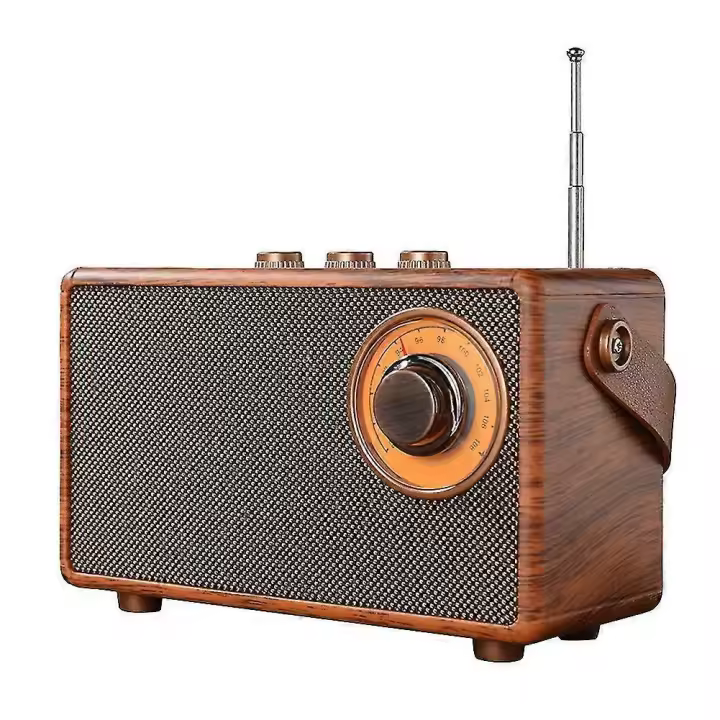 Retro FM Radio portátil de Madera Bluetooth Radio Bass Altavoz Manos libres REPRODUCTOR DE MP3 soporte USB/TF Tarjeta/AUX juego - 1