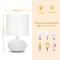 Aigostar Lampara de Mesa de Cerámica, Vintage Lámpara de Mesita de Noche con Pantalla de Tela, Casquillo E14, max.40W, Luz de Noche, Lámpara de Sobremesa para Dormitorio, Salón (sin Bombilla) -H235mm - details 2