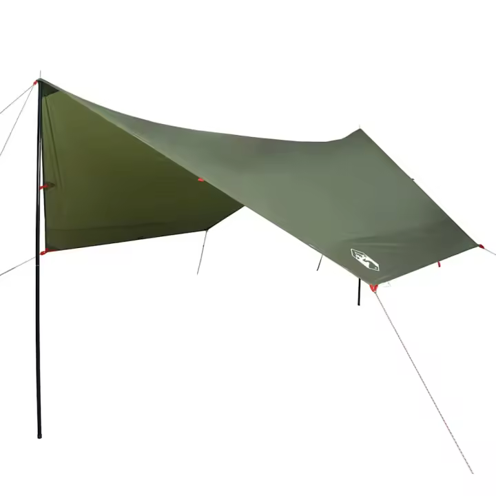 vidaXL Lona de camping impermeable verde oliva 438x376x212 cm - 1