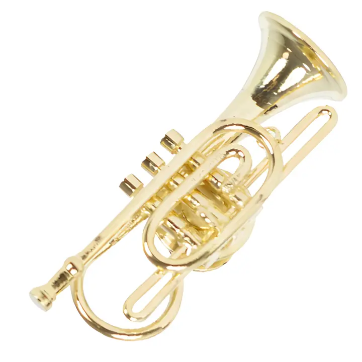 pin corneta largo: 3,5cm. ref.mbz1410 dorado con caja - 1