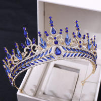 Diadema De Boda Lujo Cristal Incrustado Roja Barroca Corona Grande Accesorios Para El Cabello Para Novia Hecho De Metal - details 4