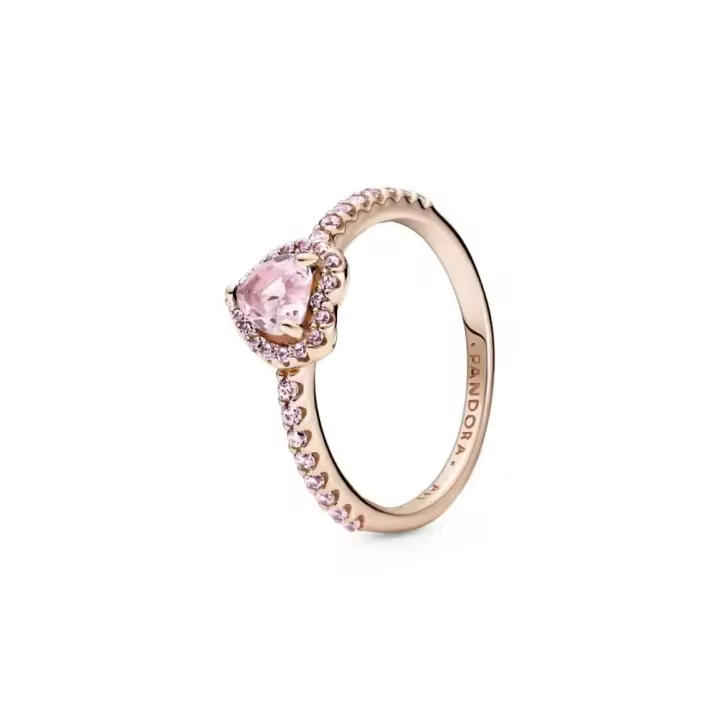 188421C04 - Anillo con recubrimiento de oro rosa de 14k Corazón Brillante Elevado 188421C04 PANDORA Silver  Anillo Pandora original - 1
