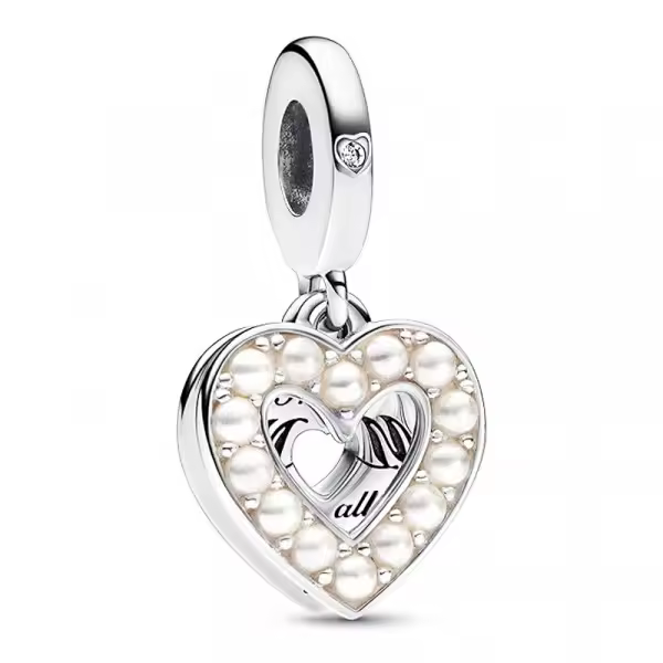 Pandora - Charm Colgante Doble Corazón Blanco Anacarado 792649C01 - 1