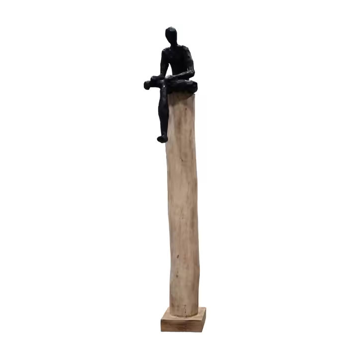Signes Grimalt Figura Hombre sentado | Figura de Sobremesa Marrón Contemporaneo 76X13X18cm - 1