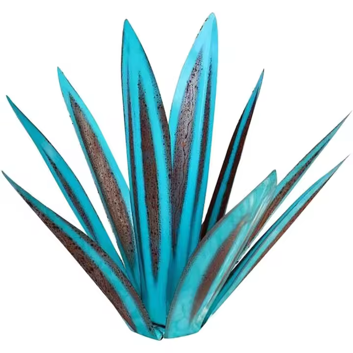 Exquisitos adornos de plantas de agave de hierro forjado Adornos de jardín de agave Adornos de jardín (27 cm) (Color : Sky blue) - 1