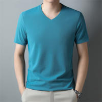 Camiseta Hombre Verano 2024 Cuello V Corta Transpirable Top Casual Polyester Cuidado Manual Talla Única Color Sólido - details 4
