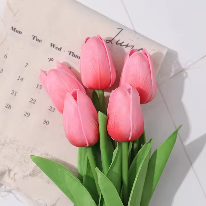 5/10Pcs Bouquet De Tulipes Artificiales PE Espuma Flores Falsas Para Decoración De Bodas Ceremonias Hogar Jardín Decoración De Fiesta - 1