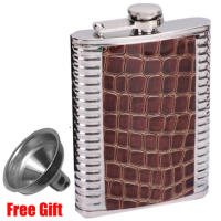 Botella De Aperitivo De Cuero 8 Oz Con Taza Funnel Para Hombre Regalo Personalizado De Vino Aguardiente Alcohol Vodka Liquor - details 0