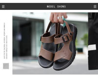 Sandalias De Verano Para Hombre PU Cuero Tacones Medios Antideslizantes Abierta Delante Zapatillas De Playa Cierre De Hebilla - details 15