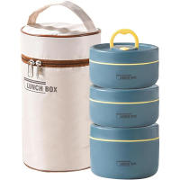 Juego De Contenedores De Almuerzo Aislados Portátiles Con Caja De Almuerzo Térmica 3 Separables Para Adultos Y Niños Material De Acero Inoxidable - details 6