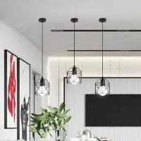 Luz De Techo Moderna Nórdica Negra De Hierro Tratado E27 LED Para Cocina Sala De Estar Dormitorio Estudio Balcón Restaurante Café Hotel - details 6