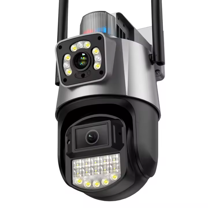 Cámara PTZ Wifi 4K 8MP HD Exterior Con Doble Pantalla Y Lente Doble Alarma De Luz De Policía Inteligente De Seguridad Doméstica Compatible Con Android Y iOS - 1