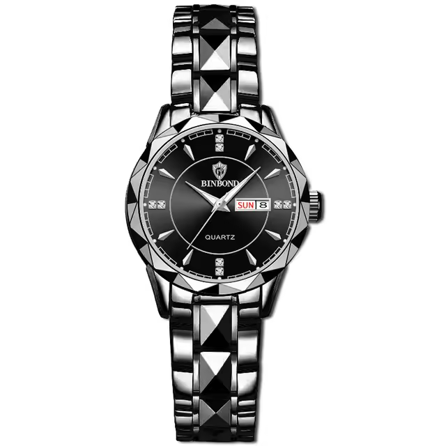 Reloj De Pulsera De Cuarzo BINBOND Para Mujer Oro Marca Top Lujo Correa De Acero Inoxidable Fecha Día Reloj Hombre Resistente Al Agua - 1