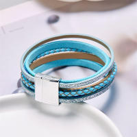 Pulsera Bohemia Vintage De Cuero Genuino Para Mujeres Y Hombres Hecha a Mano Con Cierre Magnético Ancho Joyería De Moda - details 24