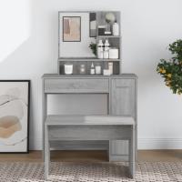 vidaXL Tocador con espejo 86,5x35x136 cm en color Blanco/Roble Sonoma/Marrón roble y más | decorativo de pared para baño dormitorio recibidor moderno - details 6
