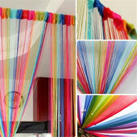 Cortinas De Hilo Coloridas 200x100cm Divisor De Pantalla Para Puerta Pared Ventana Panel Con Borla Modernas Para Sala De Estar - details 10