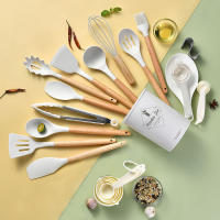 Set De Utensilios De Cocina De Silicona 34 Piezas Negro Antideslizante Con Manos De Madera Espátula Shovel Batidores De Huevo Accesorios De Cocina Ecológicos Y Resistentes Al Calor - details 9