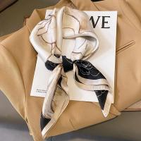 Pañuelo De Lujo Para Mujer 2024 Neckerchief En Satén Y Seda Fashion Wraps Cabeza Y Cuello Envoltura De Moda Para Viajes Y Calor - details 2