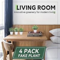4pcs Bonsái De Simulación Plantas Verdes Artificiales En Macetas Para Decoración De Hogar Dormitorio Sala De Estar Baño Estilo Rústico Farmhouse - details 2