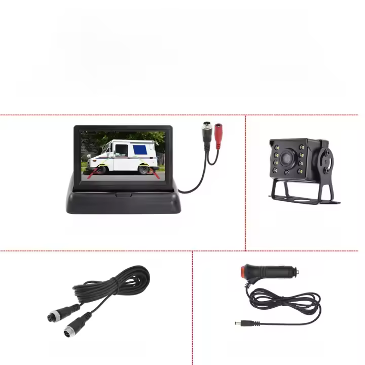 Cámara De Visión Trasera Para Coche KTYDKP Con Monitor Plegable Para Parkings Y Camión Pantalla HD De 4.3 Pulgadas Instalación Fácil Ángulo De Visión 170° - 1
