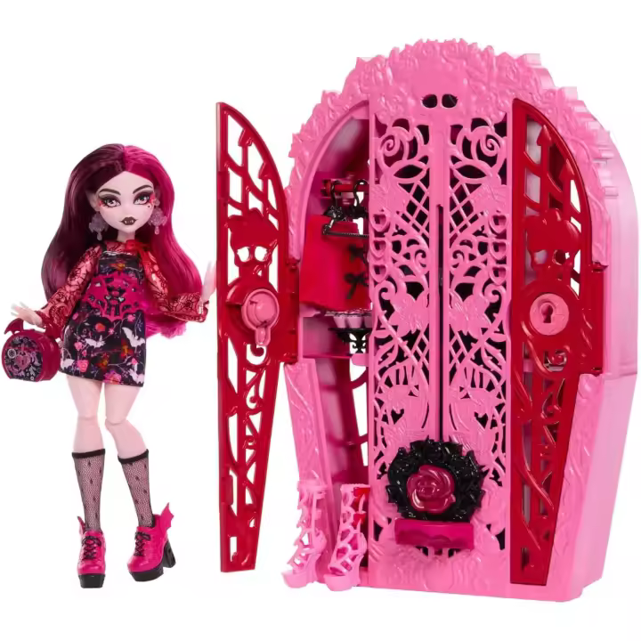 Monster High Skulltimate Secrets Jardín misterioso Draculaura Conjunto de muñeca y accesorios, armario con más de 19 sorpresas para una merienda, incluida ropa de muñeca - 1