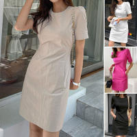 VONDA Vestido Mujer Verano 2024 Moda Casual A-Line Mini Con Bolsillo Cuello Redondo Manga Corta Sobremesa Trabajo Ropa Oversize - details 1