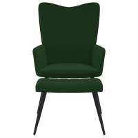 vidaXL Sillón de relax con taburete de terciopelo Gris claro, Gris oscuro, Verde oscuro Sillon Dormitorio Sillon Comodos Silla Relax Sillón Sofá - details 4