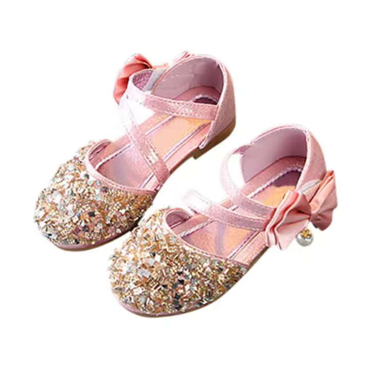 Sandalias De Verano Para Niñas Con Diamantes Y Lazo Decorativo Zapatos De Princesa Para Bebés Niñas Zapatos De Baile Casuales Para Niñas Pequeñas Talla Verdadera - 1