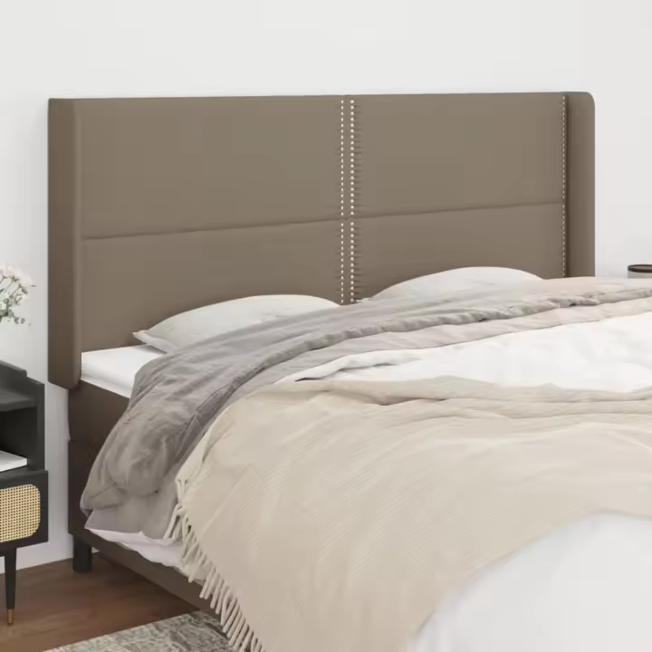 vidaXL Cabecero con orejas de tela gris taupe 183x16x118/128 cm - 1