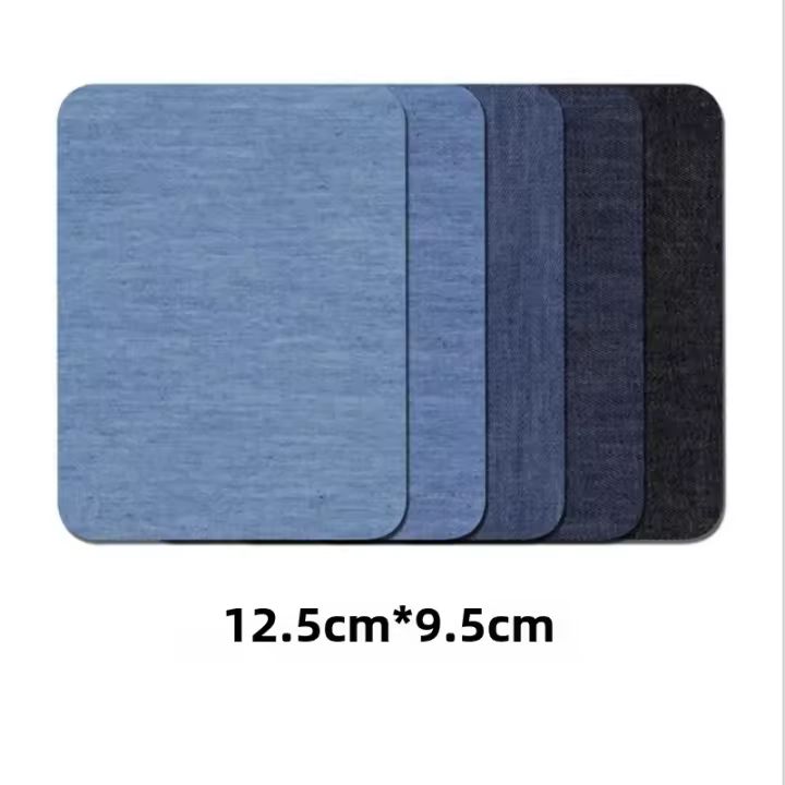 Juego De 5 Colores De Parches Adhesivos De Denim En Forma Oval Y Rectangular Para Manualidades Y Costura Accesorios Para Ropa - 1