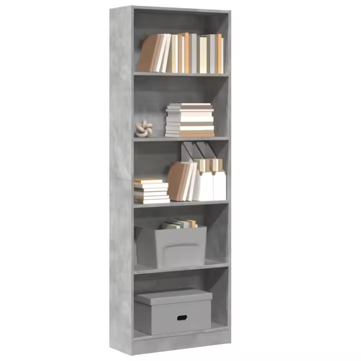 vidaXL Estantería de madera de ingeniería 60x24x176 cm en color Gris hormigón/Gris sonoma/Blanco y más | almacenamiento funcional diseño moderno para baño dormitorio sala - 1