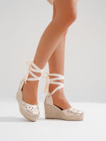 Alpargatas de cuña alta con bordado floral y de hojas - Verano para Mujer - Estilo Bohemio - details 0