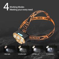 Linterna Frontal LED Potente 5 USB Recargable Impermeable Para Pesca Caza Camping Senderismo Luz De Mano Exterior - details 3