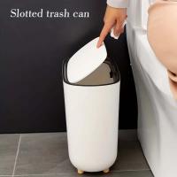 Basurero De Inodoro 1pc Bin De Basura Delgado De Plástico Con Tapa Canasta De Almacenamiento De Residuos Pequeña Y Estrecha Para El Hogar - details 0