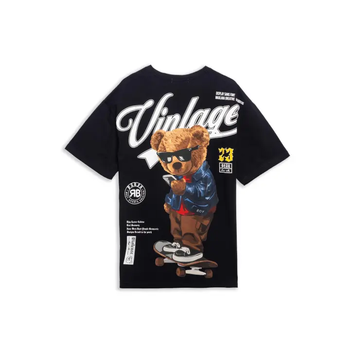 Camiseta Area Zero Negra Vantage Bear Oversized Tee - 1