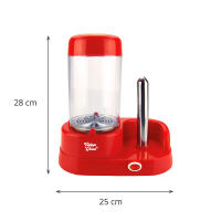 Máquina de perritos calientes de la marca Jocca en color rojo con capacidad para cocinar 6 salchichas al vapor en un compartimento extraíble y barra de acero inoxidable para calentar el pan - details 2