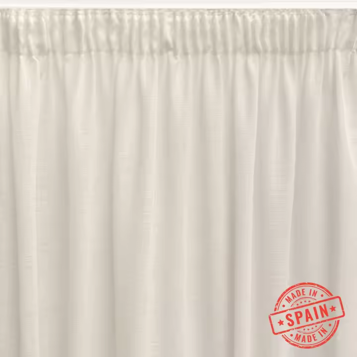Cortina translúcida confeccionada en cinta multifunción. Visillos de calidad fabricados con materiales reciclados. Color blanco. Cortinas para salón, dormitorio y cocina. Medidas: 140x270 Hecha en España. - 1