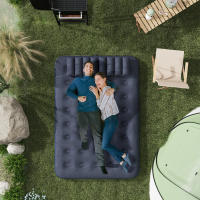 Outsunny Colchón Hinchable Doble 191x137x22 cm con Inflador Manual Colchón Inflable Plegable con 2 Almohadas Integradas Superficie Flocado para Huéspedes Hogar Viajes Camping - details 1