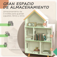 ZONEKIZ Estantería para Juguetes para Niños Organizador Infantil de 3 Niveles con 1 Techo Carga 50 kg para Sala de Juegos Habitación Guardería 65x25x108,5 cm Blanco - details 3