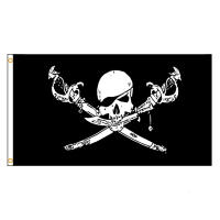 Bandeera De Skull Pile Jolly Roger De 90x150 CM Para Decoración Fabricada En Poliéster Super-Tex Estilo Colgante - details 1