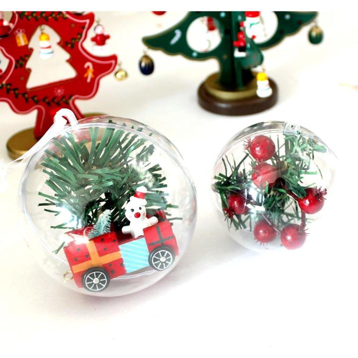 20 Bolas De Navidad Transparentes 6 Cm - Plástico Rellenables, Tapón Plateado | Para Decoración DIY, árbol, Manualidades