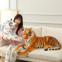 Juguete De Peluche Tigre Realista Suave Animal Silvestre Simulación Regalo De Cumpleaños Para Niños Blanco Y Marrón - details 5