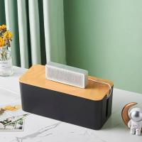 Caja De Almacenamiento Para Cable De Madera Organizador De Línea Eléctrica Anti-Polvo Casillero Para Enchufe Y Red Bin De Almacenamiento De Cable - details 5
